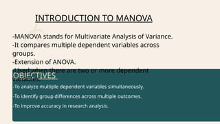 Comprehensive Guide to ANOVA and MANOVA in Business Research | PPTX