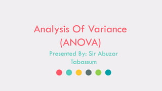 ANOVA Analysis of Varianace Biostatistics | PPTX
