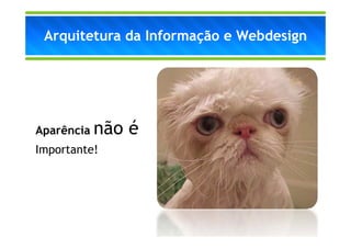 Arquitetura da Informação e Webdesign




Aparência não   é
Importante!
 