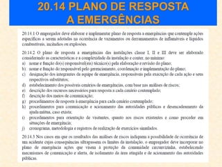 20.14 PLANO DE RESPOSTA
A EMERGÊNCIAS
 