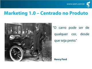 Objetivo de marketing: Vender produtos da fábrica a todos que quisessem comprá-los