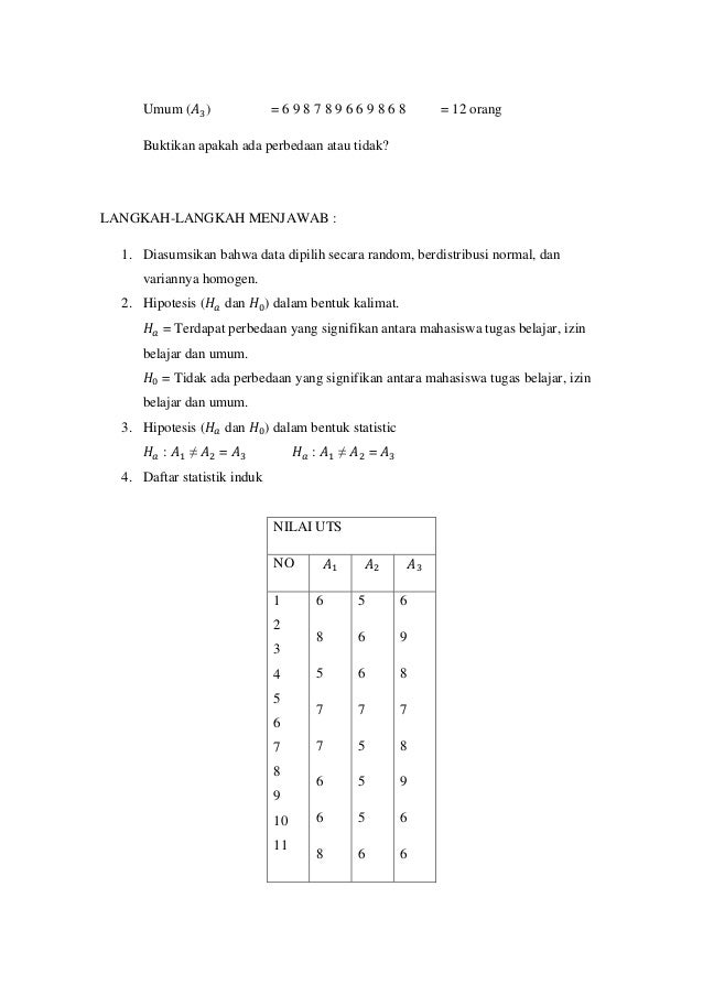 Contoh Soal Uji Anova