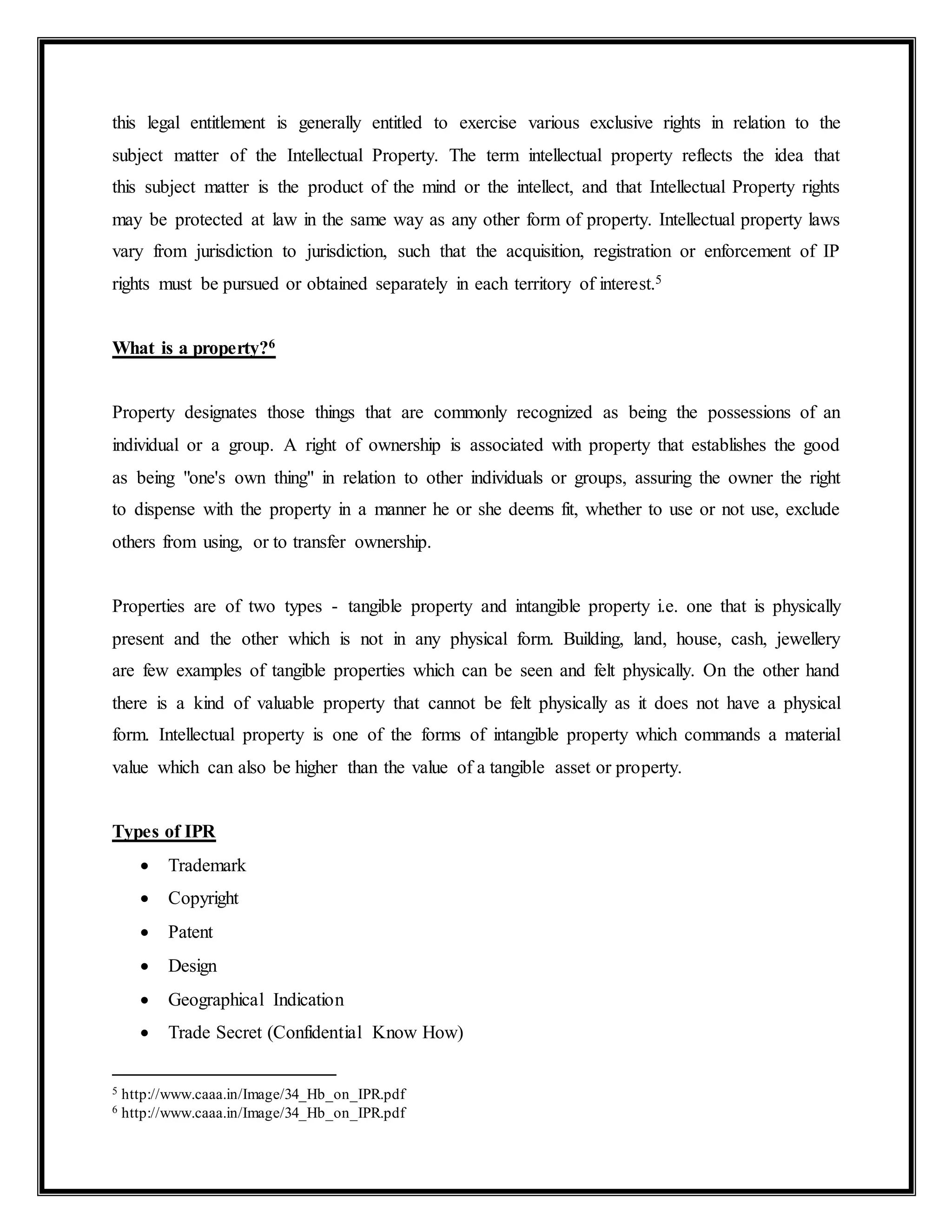 An overview intellectual property rights | DOCX