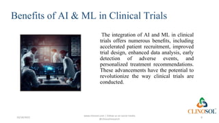 AI & ML in Clinical Trials: An Overview | PPTX
