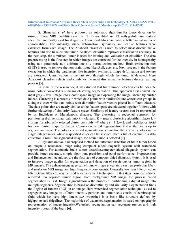 An overview of automatic brain tumor detection frommagnetic resonance ...