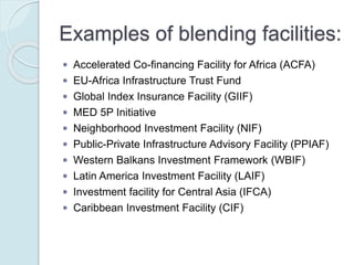 Discussion on blending in marign of
European Development Days in 2013
Watch the video below of Bruno
Wenn, the chairman of EDFI, the
Association of European Development
Finance Institutions on blending:
https://youtu.be/ZDOM7-fY8BI
 
