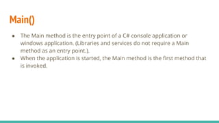 overview of c# | PPT