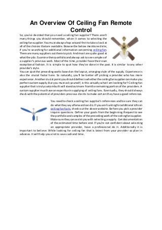 An overview of ceiling fan remote control
