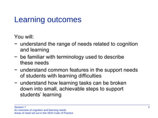 An Overview Of Cognition And Learning Needs - Session Seven | PPT