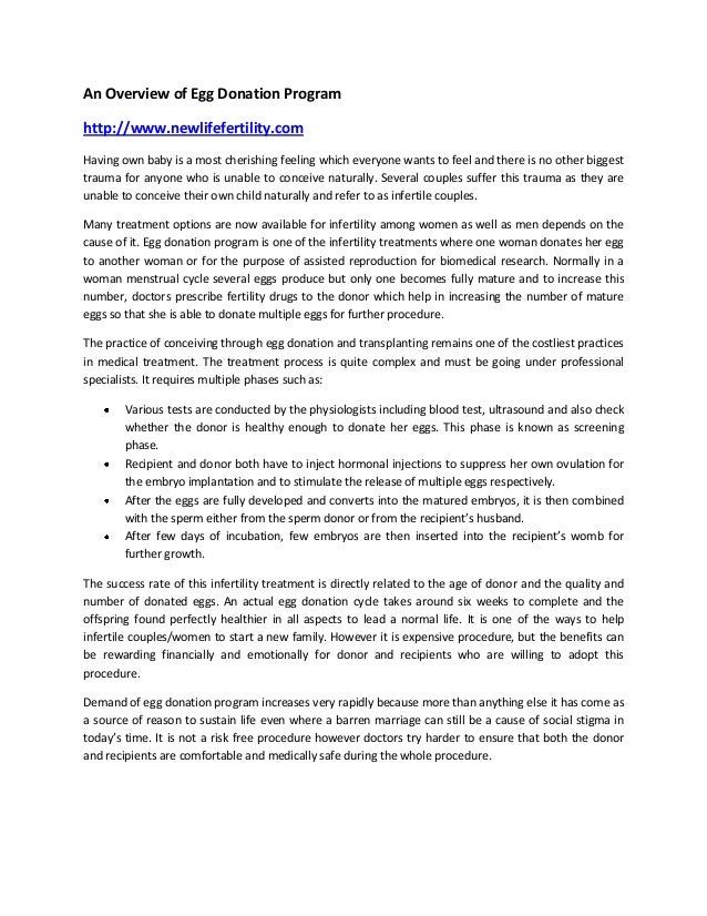 An overview of egg donation program