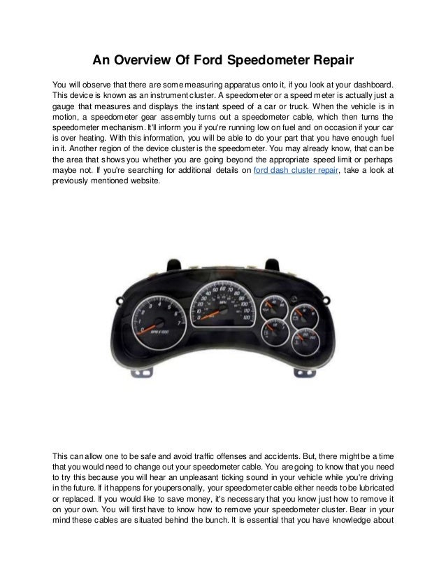 An Overview Of Ford Speedometer Repair