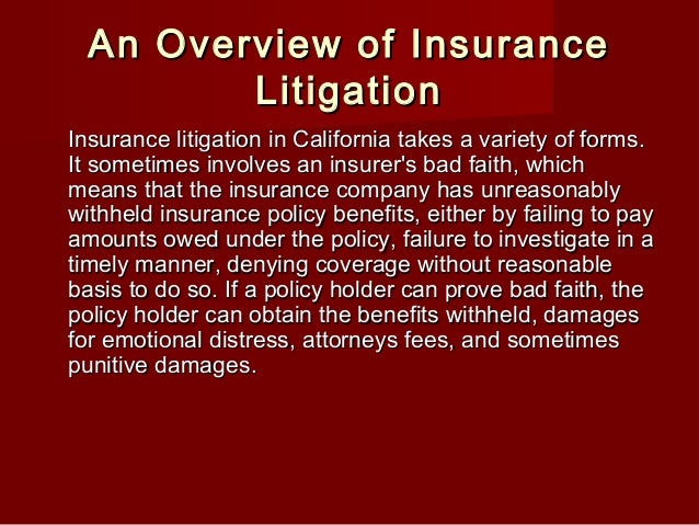 An overview of insurance litigation by michael papuc attorney An overview of insurance litigation by michael papuc attorney