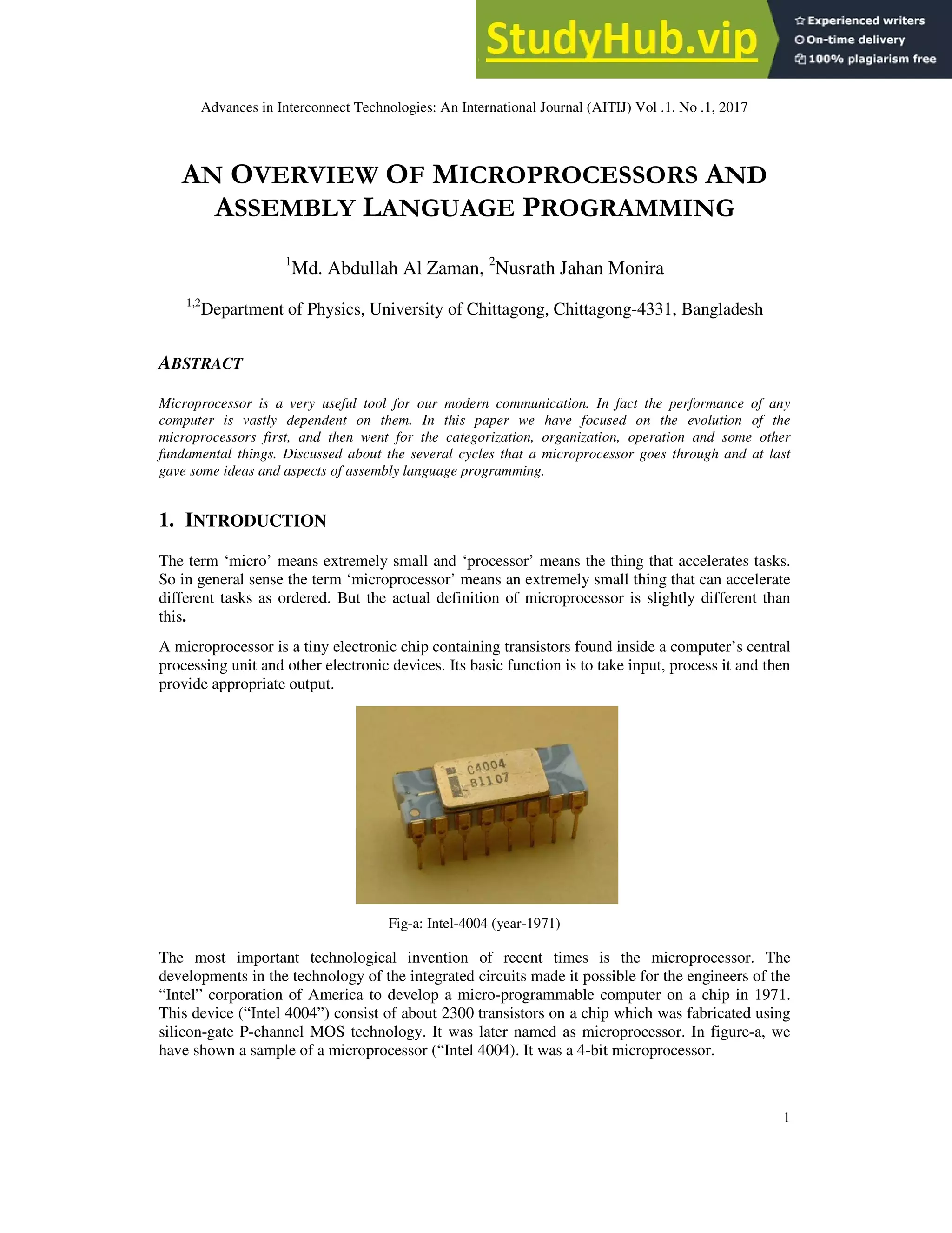 AN OVERVIEW OF MICROPROCESSORS AND ASSEMBLY LANGUAGE PROGRAMMING | PDF