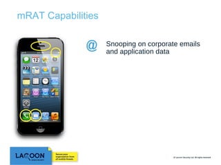 mRAT Capabilities
Snooping on corporate emails
and application data

 