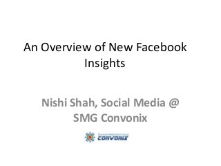 An Overview of New Facebook
Insights
Nishi Shah, Social Media @
SMG Convonix

 