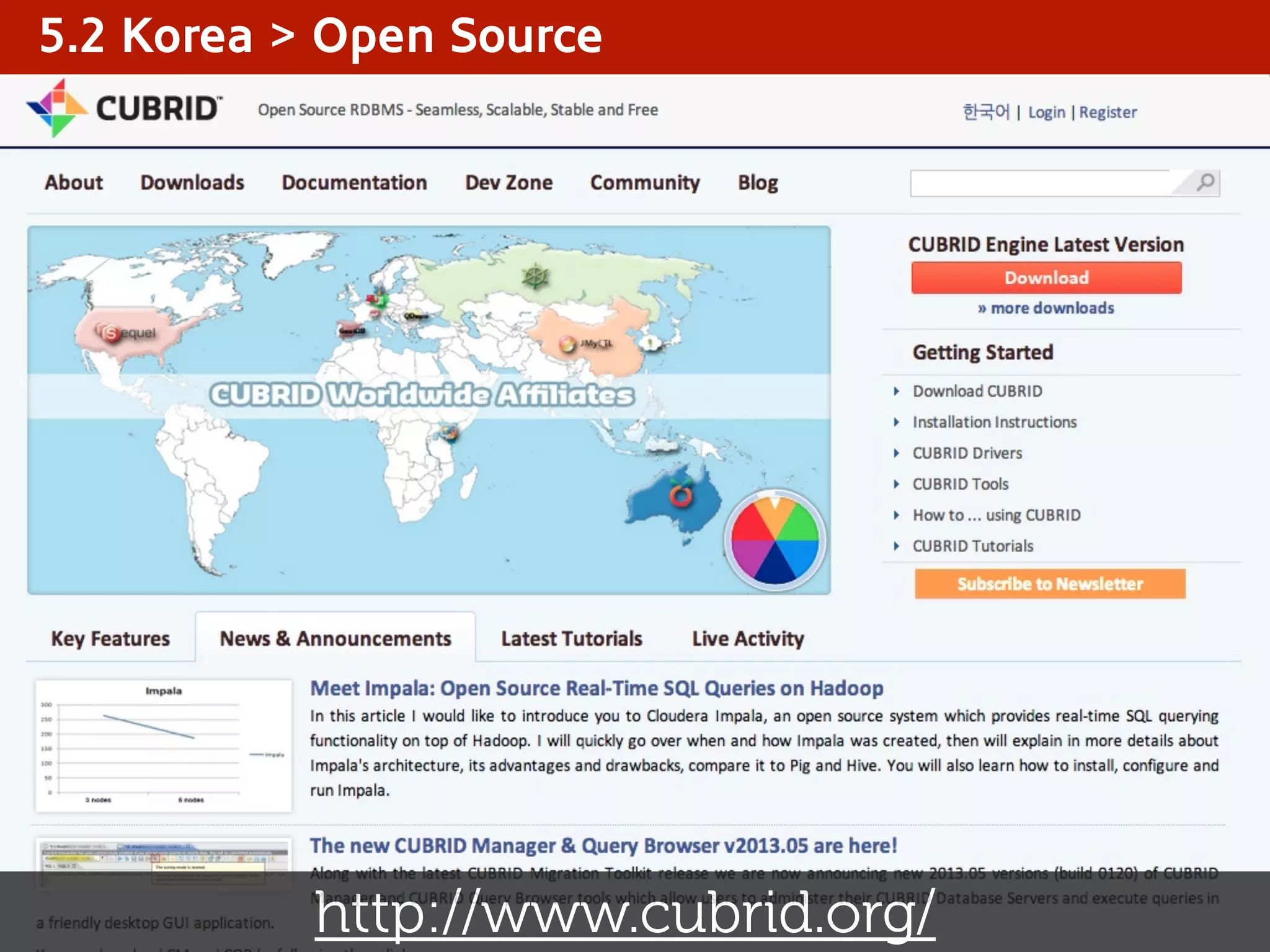 5.2 Korea > Open Source
http://www.cubrid.org/
 
