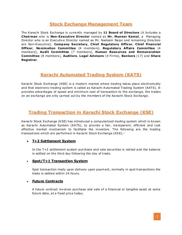 Trading system of karachi stock exchange