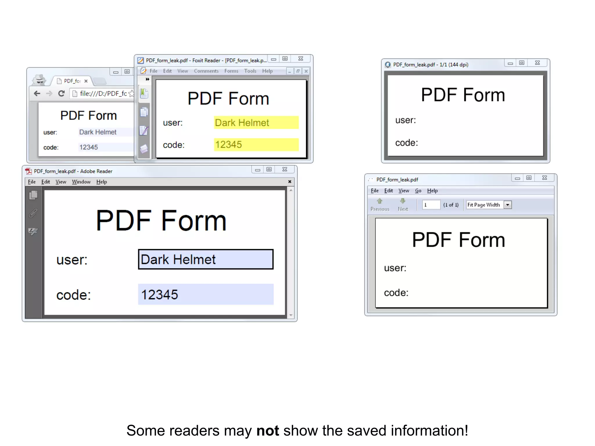 Some readers may not show the saved information!
 
