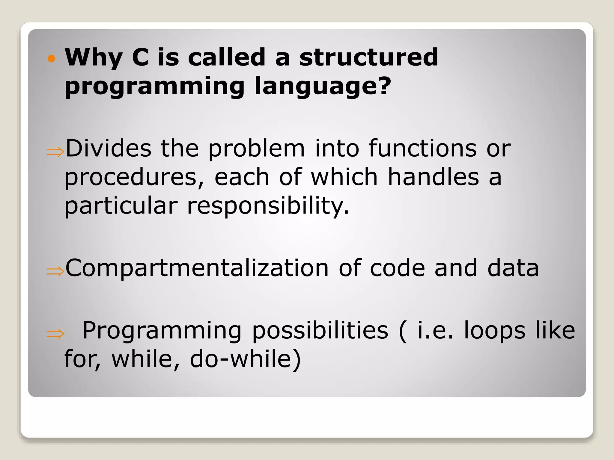 An Overview of Programming C | PPT