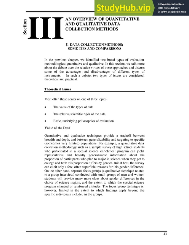 AN OVERVIEW OF QUANTITATIVE AND QUALITATIVE DATA COLLECTION METHODS 5 ...
