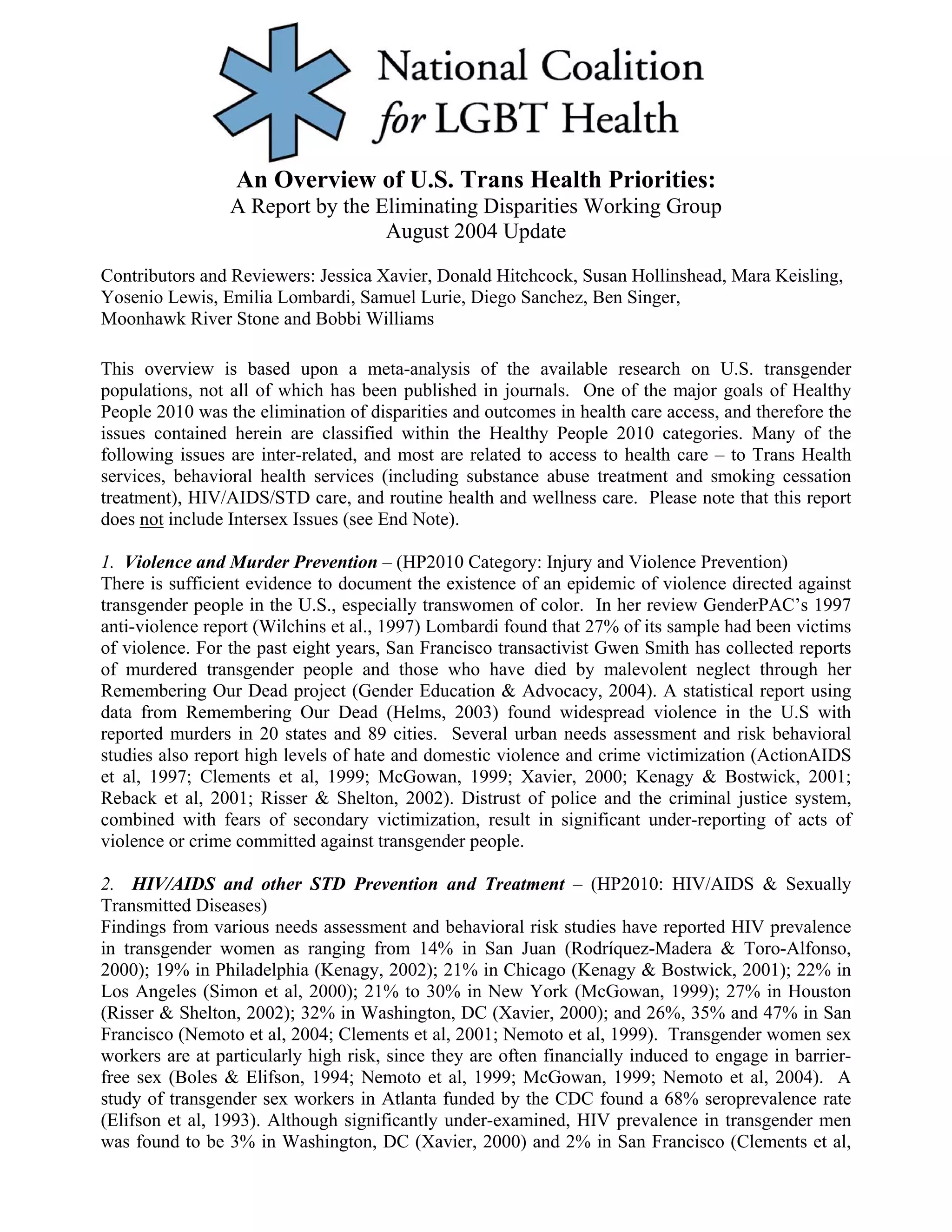 An Overview Of U.S. Trans Health Priorities