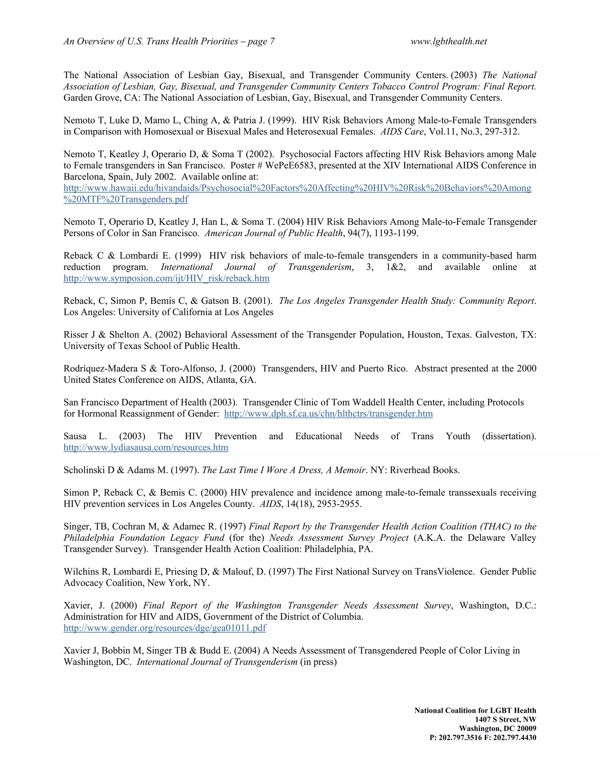 An Overview Of U.S. Trans Health Priorities