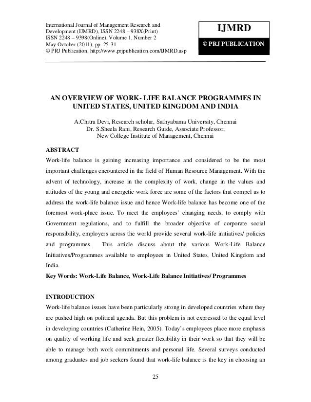 Dissertation report on work life balance