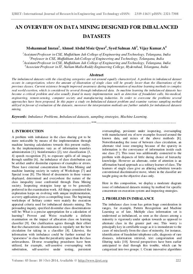 An Overview On Data Mining Designed For Imbalanced Datasets
