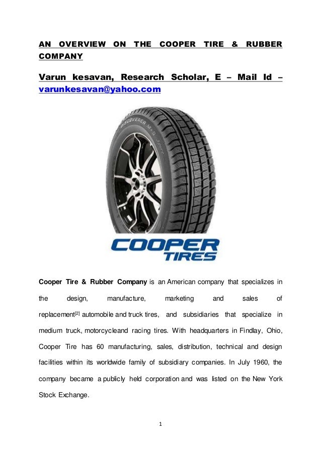 AN OVERVIEW ON THE COOPER TIRE & RUBBER COMPANY