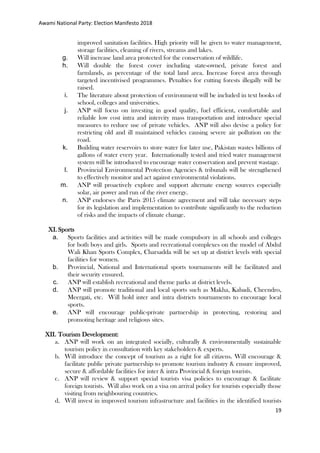 AWAMI NATIONAL PARTY - MANIFESTO | PDF