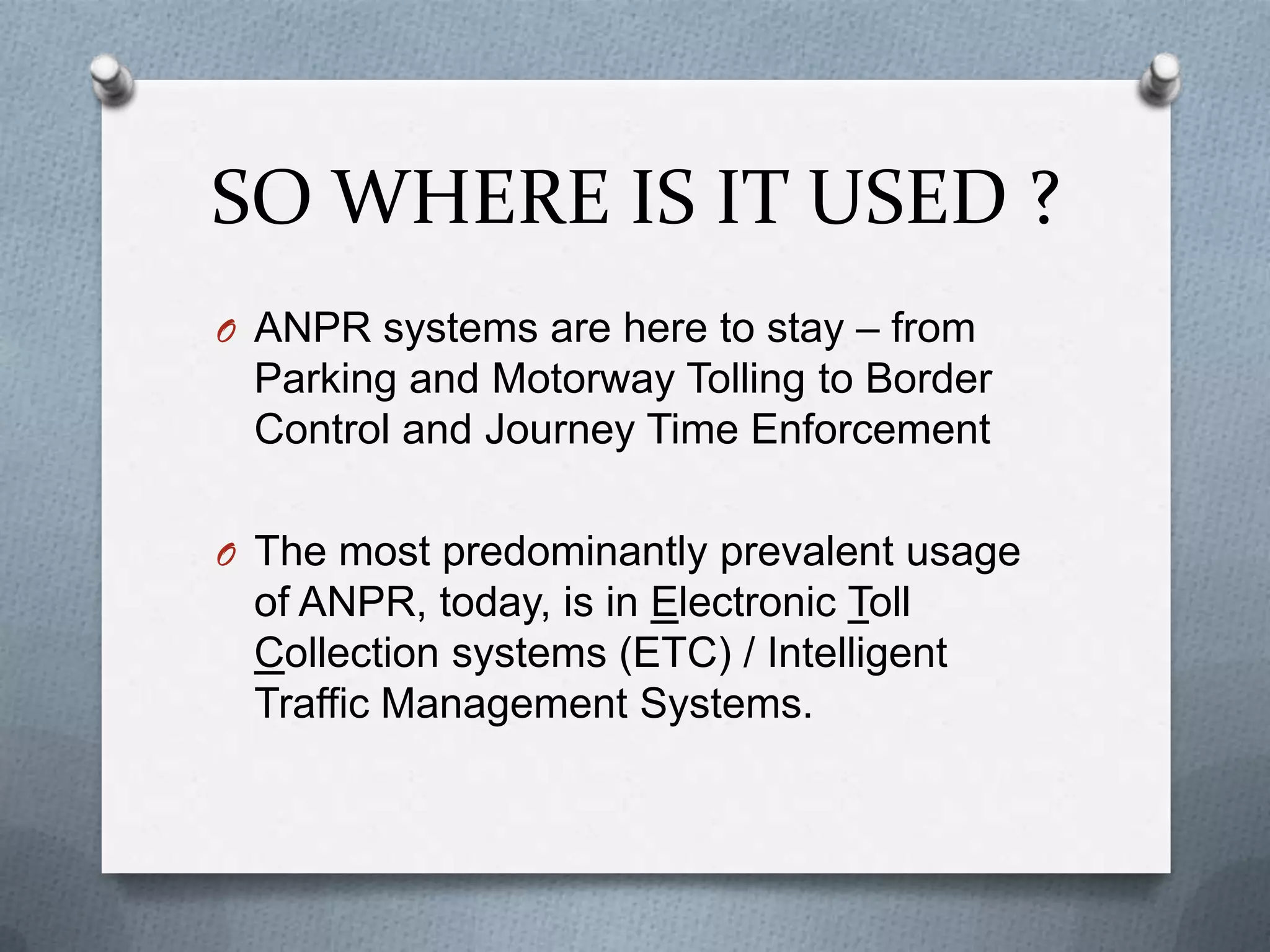 Automatic Number Plate Recognition (ANPR) | PPTX