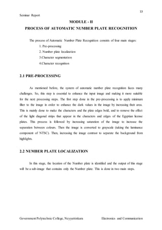 Numeric Automatic Recognition Automatic Number Plate Recognition | DOCX