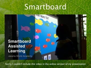 Smartboard




Sorry, I couldn’t include this video in the online version of my presentation
 