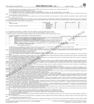 Nº 70, sexta-feira, 12 de abril de 2013 139ISSN 1677-7069
EXEMPLAR DE ASSINANTE DA
IMPRENSA
NACIONAL
Este documento pode ser verificado no endereço eletrônico http://www.in.gov.br/autenticidade.html,
pelo código 00032013041200139
Documento assinado digitalmente conforme MP no- 2.200-2 de 24/08/2001, que institui a
Infraestrutura de Chaves Públicas Brasileira - ICP-Brasil.
3
e) será calculada, então, para cada candidato, a nota na prova discursiva (NPD), como sendo igual a NC menos duas vezes o resultado do quociente NE / TL;
f) se NPD for menor que zero, então considerar-se-á NPD = zero.
9.7.6 Será eliminado do concurso público o candidato que obtiver NPD < 15,00 pontos.
9.7.7 Os candidatos que não tiverem as provas discursivas avaliadas estarão automaticamente eliminados e não terão classificação alguma no concurso público.
9.7.8 As informações a respeito de notas e classificações poderão ser visualizadas nos editais de resultados. Não serão fornecidas informações que já constem dos editais ou fora dos prazos previstos nesses
editais.
9.8 DOS RECURSOS DA PROVA DISCURSIVA
9.8.1 O candidato que desejar interpor recursos contra o resultado provisório na prova discursiva disporá de dois dias para fazê-lo, conforme procedimentos disciplinados no respectivo edital de resultado
provisório.
10 DA AVALIAÇÃO DE TÍTULOS
10.1 Serão convocados para a avaliação de títulos os candidatos aos cargos de Analista Administrativo e de Especialista em Regulação de Saúde Suplementar aprovados na prova discursiva e classificados até
as posições indicadas no quadro a seguir de acordo com o Anexo II do Decreto nº 6.944/2009, publicado no Diário Oficial da União de 24 de agosto de 2009, respeitados os empates da ultima colocação, considerando-
se a soma das notas obtidas nas provas objetivas e na prova discursiva.
Cargo Localidade de Vaga Geral Candidatos com deficiência Total
Analista Administrativo Cuiabá/MT 4ª 1ª 5ª
Ribeirão Preto/SP 4ª 1ª 5ª
Rio de Janeiro/RJ 57ª 3ª 60ª
Especialista em Regulação de Saúde Suplementar Curitiba/PR 4ª 1ª 5ª
Rio de Janeiro/RJ 55ª 3ª 58ª
Salvador/BA 4ª 1ª 5ª
São Paulo/SP 4ª 1ª 5ª
10.1.1 Os candidatos não convocados para a avaliação de títulos serão eliminados e não terão classificação alguma no concurso.
10.2 A avaliação de títulos valerá 10,00 pontos, ainda que a soma dos valores dos títulos apresentados seja superior a esse valor.
10.3 Somente serão aceitos os títulos abaixo relacionados, expedidos até a data da entrega, observados os limites de pontos do quadro a seguir.
QUADRO DE ATRIBUIÇÃO DE PONTOS PARA A AVALIAÇÃO DE TÍTULOS
ALÍNEA TÍTULO VALOR DE CADA TÍTULO VALOR MÁXIMO DOS TÍTULOS
A Diploma de curso de pós-graduação em nível de doutorado (título de doutor). Também será aceito certificado/declaração de
conclusão de curso de doutorado, desde que acompanhado de histórico escolar.
2,70 2,70
B Diploma de curso de pós-graduação em nível de mestrado (título de mestre). Também será aceito certificado/declaração de
conclusão de curso de mestrado, desde que acompanhado de histórico escolar.
2,00 2,00
C Certificado de curso de pós-graduação em nível de especialização, com carga horária mínima de 360 h/a. Também será
aceita a declaração de conclusão de pós-graduação em nível de especialização, desde que acompanhada de histórico
escolar.
1,30 1,30
D Exercício de atividade profissional de nível superior na Administração Pública ou na iniciativa privada, em empre-
gos/cargos, contados após a conclusão da graduação.
0,80 p/ano completo, sem so-
breposição de tempo
4,00
TOTAL MÁXIMO DE PONTOS
10,00
10.4 Receberá nota zero o candidato que não entregar os títulos na forma, no prazo, no horário e no local estipulados no edital de convocação para a avaliação de títulos.
10.5 Não serão aceitos títulos encaminhados via postal, via fax e/ou via correio eletrônico.
10.6 No ato de entrega dos títulos, o candidato deverá preencher e assinar o formulário a ser fornecido pelo CESPE/UnB, no qual indicará a quantidade de folhas apresentadas. Juntamente com esse formulário
deverá ser apresentada uma cópia autenticada em cartório, de cada título entregue. Os documentos apresentados não serão devolvidos, em nenhuma hipótese, nem serão fornecidas cópias desses títulos.
10.7 Não serão aceitos documentos ilegíveis, e nem, os emitidos via fax.
10.8 Em nenhuma hipótese serão recebidos os documentos originais.
10.8.1 Documentos originais entregues indevidamente não serão considerados para pontuação na avaliação de títulos.
10.9 Não serão consideradas, para efeito de pontuação, as cópias não autenticadas em cartório, bem como documentos gerados por via eletrônica que não estejam acompanhados com o respectivo mecanismo
de autenticação.
10.10 Na impossibilidade de comparecimento do candidato serão aceitos os títulos entregues por procurador, mediante apresentação do documento de identidade original do procurador e de procuração simples
do interessado, acompanhada de cópia legível do documento de identidade do candidato.
10.10.1 Serão de inteira responsabilidade do candidato as informações prestadas por seu procurador no ato de entrega dos títulos, bem como a entrega dos títulos na data prevista no edital de convocação para
essa fase, arcando o candidato com as consequências de eventuais erros de seu representante.
10.11 DOS DOCUMENTOS NECESSÁRIOS À COMPROVAÇÃO DOS TÍTULOS
10.11.1 Para a comprovação da conclusão do curso de pós-graduação em nível de doutorado ou de mestrado, será aceito o diploma, devidamente registrado, expedido por instituição reconhecida pelo MEC.
Também será aceito certificado/declaração de conclusão de curso de doutorado ou mestrado, expedido por instituição reconhecida pelo MEC, desde que acompanhado do histórico escolar do candidato, no qual conste
o número de créditos obtidos, as áreas em que foi aprovado e as respectivas menções, o resultado dos exames e do julgamento da tese ou da dissertação. Caso o histórico ateste a existência de alguma pendência ou
falta de requisito de conclusão do curso, o certificado/declaração não será aceito.
10.11.1.1 Para curso de doutorado ou de mestrado concluído no exterior, será aceito apenas o diploma, desde que revalidado por instituição de ensino superior no Brasil e traduzido para a Língua Portuguesa
por tradutor juramentado, nos termos do subitem 10.11 deste edital.
10.11.1.2 Outros comprovantes de conclusão de curso ou disciplina não serão aceitos como os títulos referentes ao mestrado e ao doutorado.
10.11.2 Para comprovação da conclusão do curso de pós-graduação em nível de especialização, será aceito certificado atestando que o curso atende às normas da Lei nº 9.394/1996 (Lei de Diretrizes e Bases
da Educação), do Conselho Nacional de Educação (CNE) ou está de acordo com as normas do extinto Conselho Federal de Educação (CFE). Também será aceita declaração de conclusão de pós-graduação em nível
de especialização acompanhada do respectivo histórico escolar no qual conste a carga horária do curso, as disciplinas cursadas com as respectivas menções e a comprovação da apresentação e aprovação da monografia,
atestando que o curso atende às normas da Lei nº 9.394/1996, do CNE ou está de acordo com as normas do extinto CFE.
10.11.2.1 Caso o certificado não ateste que o curso atende às normas da Lei nº 9394/1996, do CNE ou está de acordo com as normas do extinto CFE, deverá ser anexada uma declaração do responsável pela
organização e realização do curso atestando que este atendeu a uma das normas estipuladas no subitem anterior.
10.11.3 Para receber a pontuação relativa ao exercício de atividade profissional, o candidato deverá atender a uma das seguintes opções:
a)para exercício de atividade em empresa/instituição privada: é necessária a entrega de três documentos: 1 - diploma do curso de graduação a fim de se verificar qual a data de conclusão do curso e atender
ao disposto no subitem 10.11.3.2.1 deste edital; 2 - cópia da carteira de trabalho e previdência Social (CTPS) contendo as páginas: identificação do trabalhador; registro do empregador que informe o período (com
início e fim, se for o caso) e qualquer outra página que ajude na avaliação, por exemplo, quando há mudança na razão social da empresa; e 3 - declaração do empregador com o período (com início e fim, se for o
caso), a espécie do serviço realizado e a descrição das atividades desenvolvidas para o cargo/emprego;
b) para exercício de atividade/instituição pública: é necessária a entrega de dois documentos: 1 - diploma do curso de graduação a fim de se verificar qual a data de conclusão do curso e atender ao disposto
no subitem 10.11.3.2.1 deste edital; 2 - declaração/certidão de tempo de serviço, emitida pelo setor de recursos humanos da instituição, que informe o período (com início e fim, até a data da expedição da declaração),
a espécie do serviço realizado e a descrição das atividades desenvolvidas;
c) para exercício de atividade/serviço prestado por meio de contrato de trabalho: é necessária a entrega de três documentos: 1 - diploma de graduação a fim de se verificar qual a data de conclusão do curso
e atender ao disposto no subitem 10.11.3.2.1 deste edital; 2 - contrato de prestação de serviço/atividade entre as partes, ou seja, o candidato e o contratante; e 3 - declaração do contratante que informe o período (com
início e fim, se for o caso), a espécie do serviço realizado e a descrição das atividades;
d) para exercício de atividade/serviço prestado como autônomo: é necessária a entrega de três documentos: 1 - diploma de graduação a fim de se verificar qual a data de conclusão do curso e atender ao disposto
no subitem 10.11.3.2.1 deste edital; 2 - recibo de pagamento autônomo (RPA), sendo pelo menos o primeiro e o último recibos do período trabalhado como autônomo; e 3 - declaração do contratante/beneficiário que
informe o período (com início e fim, se for o caso), a espécie do serviço realizado e a descrição das atividades.
10.11.3.1 A declaração/certidão mencionada na letra "b" do subitem 10.11.3 deste edital deverá ser emitida por órgão de pessoal ou de recursos humanos. Não havendo órgão de pessoal ou de recursos humanos,
a autoridade responsável pela emissão do documento deverá declarar/certificar também essa inexistência.
10.11.3.1.1 Quando o órgão de pessoal possuir outro nome correspondente, por exemplo, Controle de Divisão de Pessoas (CPD), a declaração deverá conter o nome do órgão por extenso, não sendo aceitas
abreviaturas.
10.11.3.2 Para efeito de pontuação referente à experiência profissional, não serão consideradas fração de ano nem sobreposição de tempo.
10.11.3.2.1 Para efeito de pontuação de experiência profissional, somente será considerada a experiência após a conclusão do curso superior.
10.12 Todo documento expedido em língua estrangeira somente será considerado se traduzido para a Língua Portuguesa por tradutor juramentado.
10.13 Cada título será considerado uma única vez.
10.14 Os pontos que excederem o valor máximo em cada alínea do Quadro de Atribuição de Pontos para a Avaliação de Títulos, bem como os que excederem o limite de pontos estipulados no subitem 10.2
deste edital serão desconsiderados.
10.15 As informações a respeito de notas e classificações poderão ser visualizadas nos editais de resultados. Não serão fornecidas informações que já constem dos editais ou fora dos prazos previstos nesses
editais.
10.16 DOS RECURSOS DA AVALIAÇÃO DE TÍTULOS
10.16.1 O candidato que desejar interpor recursos contra o resultado provisório na avaliação de títulos disporá de dois dias para fazê-lo, conforme procedimentos disciplinados no respectivo edital de resultado
provisório.
 