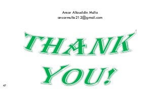 47
Ansar Allauddin Mulla
ansarmulla212@gmail.com
 