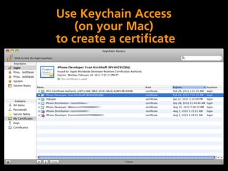 Use Keychain Access
    (on your Mac)
to create a certificate
 