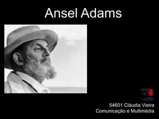 Ansel Adams




           54601 Cláudia Vieira
       Comunicação e Multimédia
 