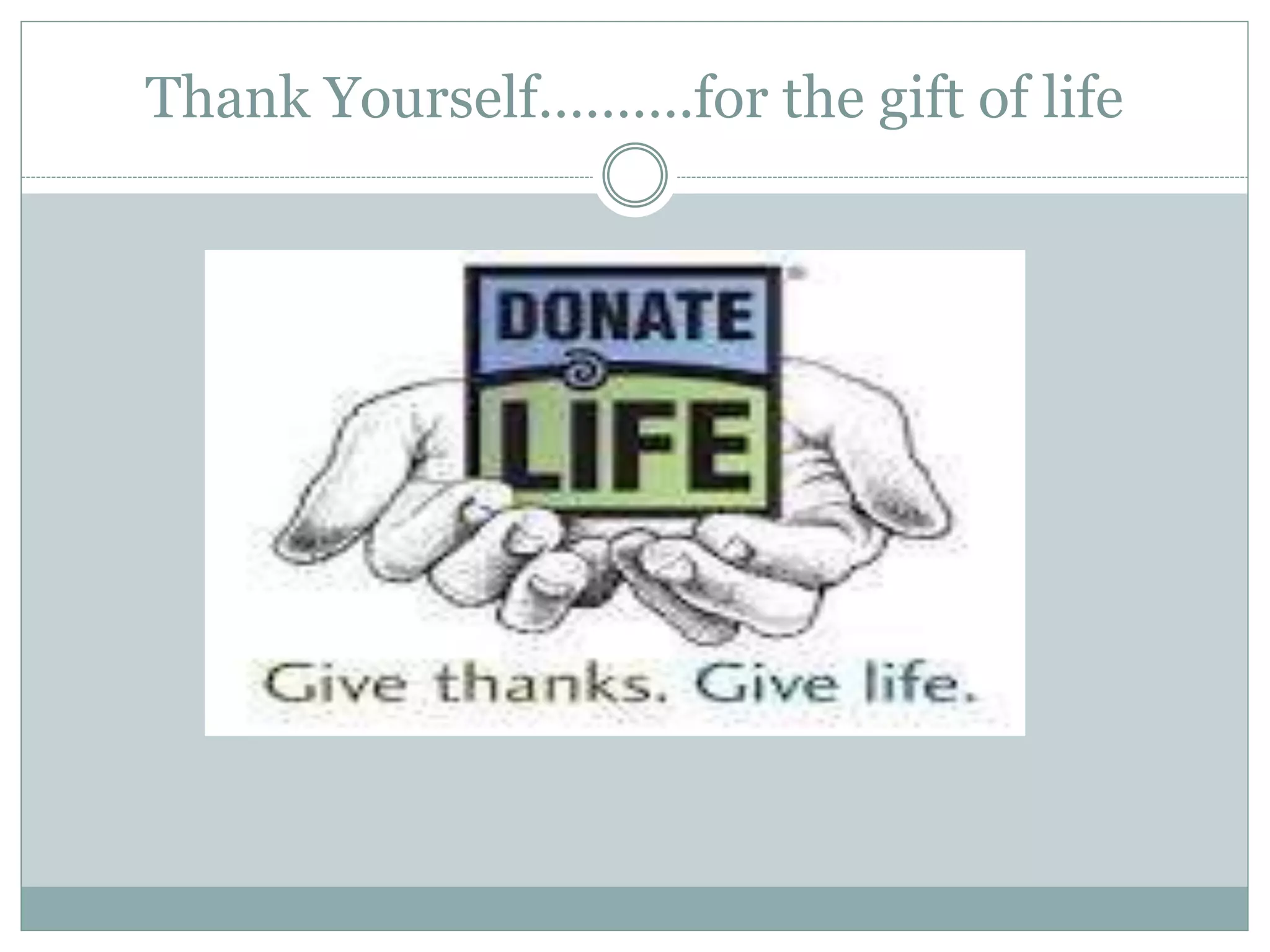 Thank Yourself……….for the gift of life
THANK YOU
 