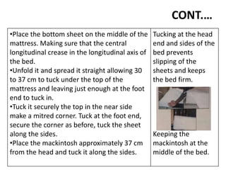 Bed making fundamental procedure by Anshu | PPTX