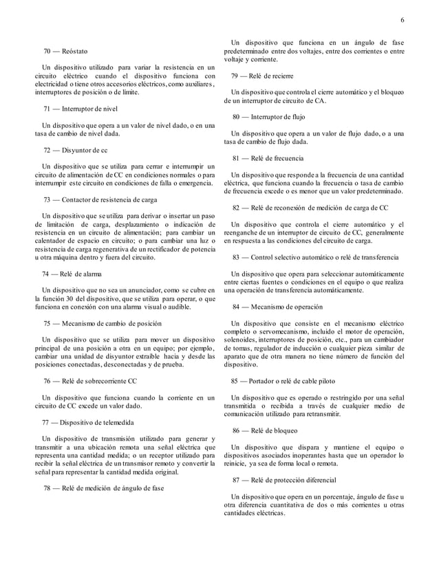 CÓDIGO ANSIIEE PROTECCIONES ELÉCTRICAS