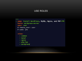 USE ROLES
 