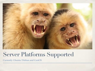 Server Platforms Supported
Currently Ubuntu/Debian and CentOS
 