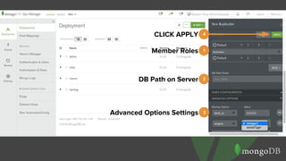1Member Roles
2DB Path on Server
3Advanced Options Settings
4CLICK APPLY
 