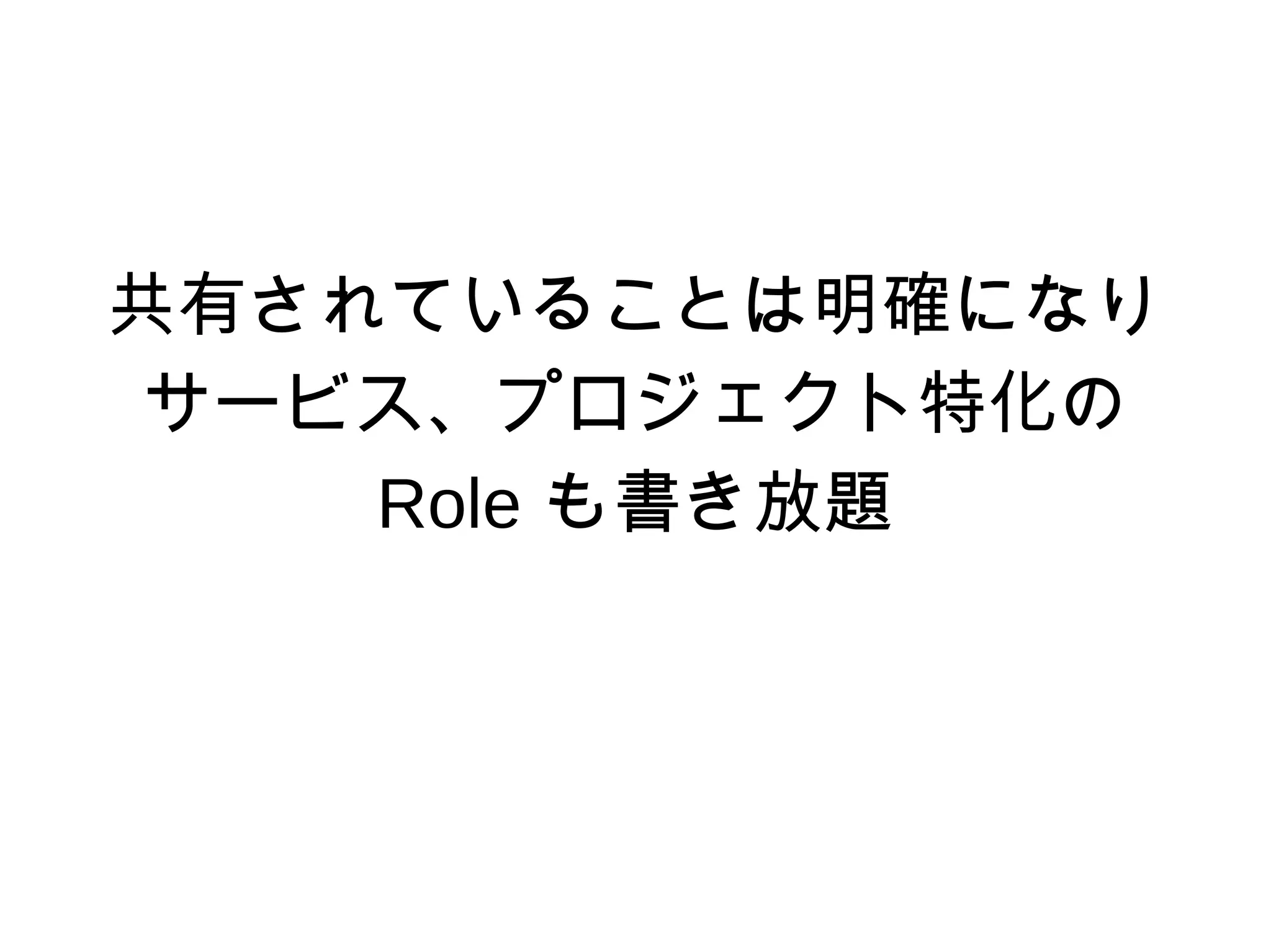 共有されていることは明確になり
サービス、プロジェクト特化の
Role も書き放題
 