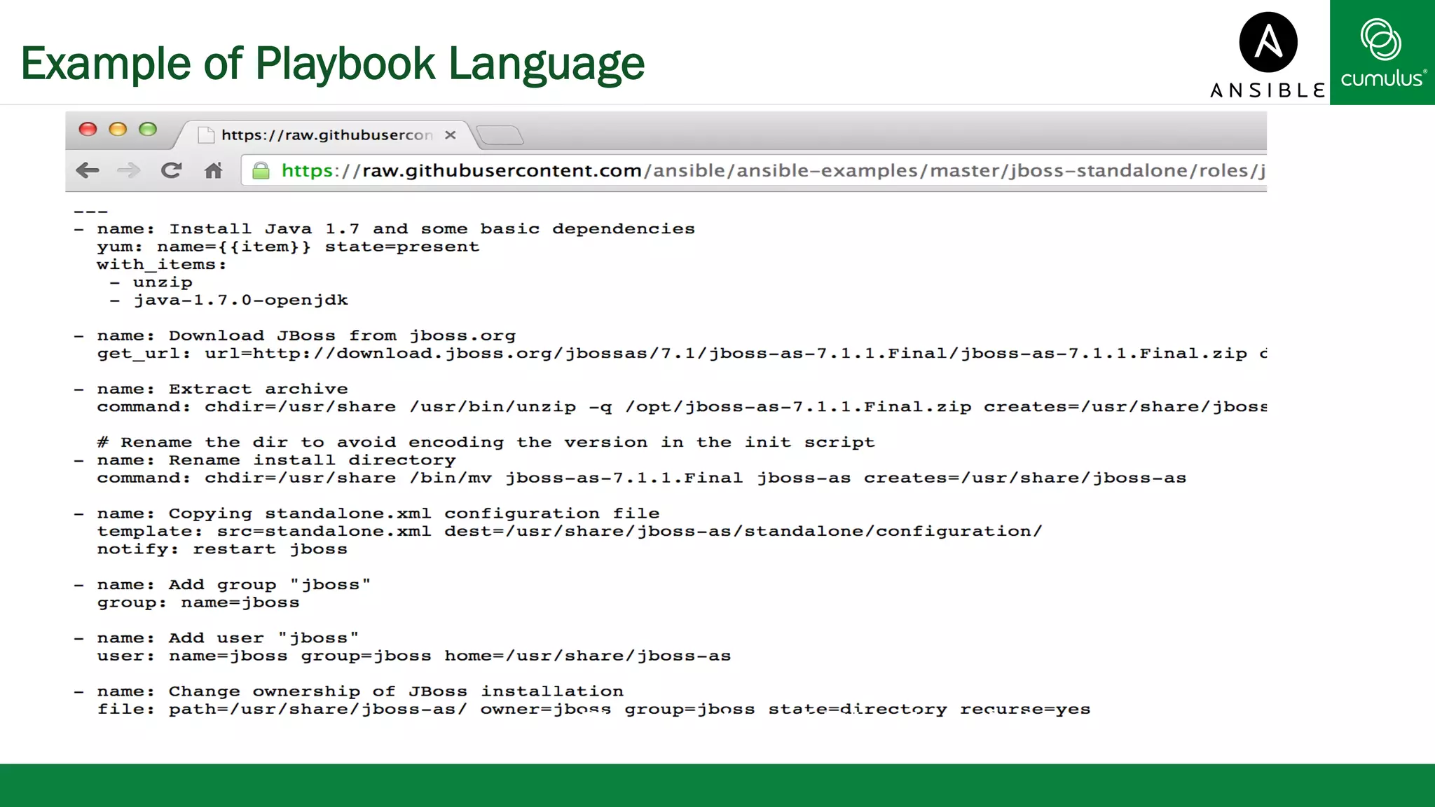 Example of Playbook Language 
Example of Playbook Language 
 