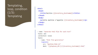 Templating,
loop, condition
(1/3):
Templating
 