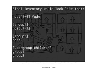 Final inventory would look like that:
host[1-4].fqdn
[group1]
host[1-3]
[group2]
host2
[ubergroup:children]
group1
group2
 