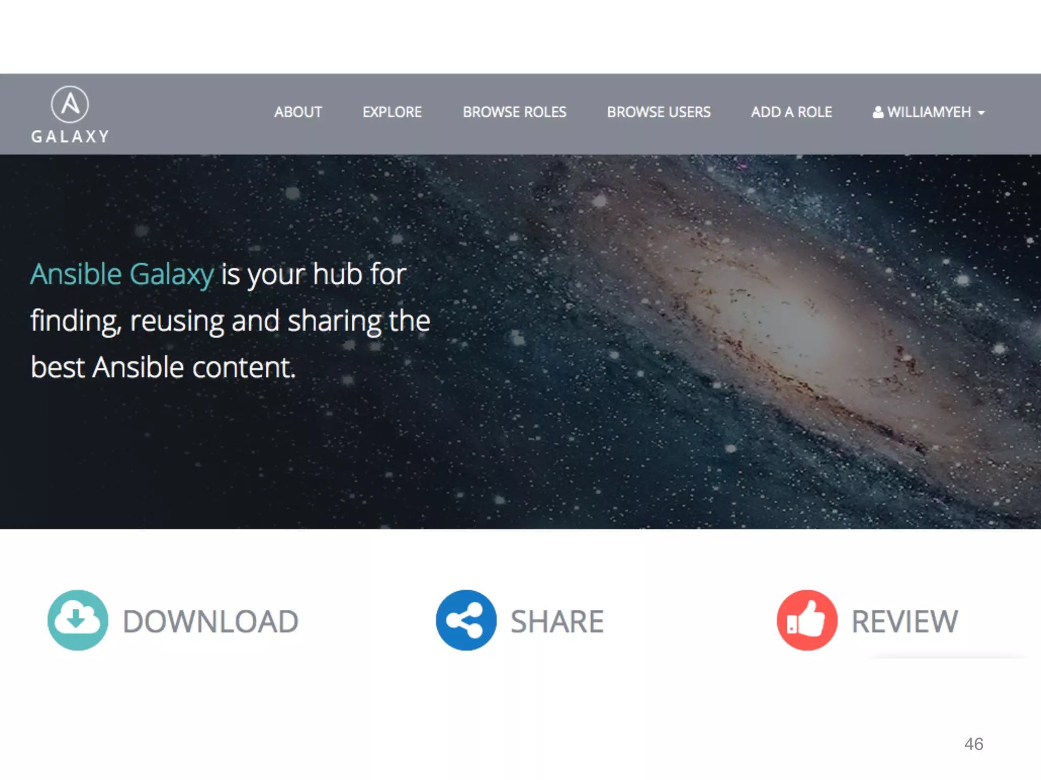 46
ansible galaxy [pic]
is your friend…
Ansible Galaxy is your friend…
 