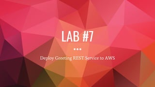 LAB #7
Deploy Greeting REST Service to AWS
 
