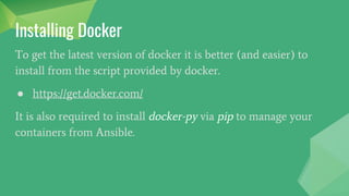 Provisioning
Docker Host
 